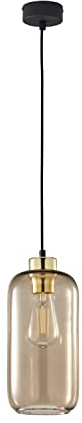 Licht-Erlebnisse Pendelleuchte Rauchglas, Metall, Hängelampe E27, höhenverstellbar, Ø14 cm, Esstischlampe, Jugendstil, Hängelampe Esszimmer
