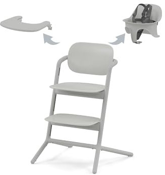 CYBEX LEMO 2 Hochstuhlsystem, wächst mit Kindern bis zu 95 kg, Einhandhöhenverstellung und Tiefenverstellung, Kippschutzrollen, Sicherheitsfunktion – Wildledergrau