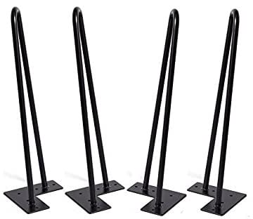 THINFAR Tischbeine aus Haarnadel, Tischbeine aus Nadel, 4-teilig, Beine aus Stahl, DIY Tischbeine aus Metall (2 Stiele, 20 cm, schwarz)