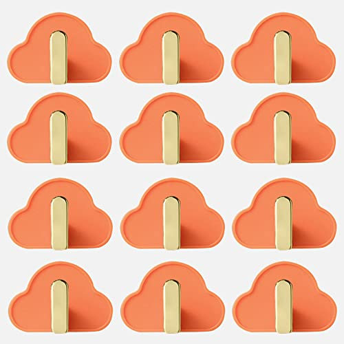 kleiderhaken Selbstklebend Wandhaken Garderobe Ohne Bohren, Klebehaken Badezimmer, Wasserdicht Garderobenhaken Türhaken, für Badezimmer, Küche, Wohnzimmer usw (Pack of 12,Orange)