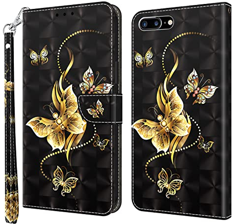 Rapuled Kompatibel mit iPhone 6S Plus/6 Plus Hülle (5,5 Zoll), Leder Handyhülle Wallet Magnet Brieftasche Stoßfest Etui Schutzhülle Lederhülle Klapphülle Tasche Flip Book Case Cover (Schmetterling 5)