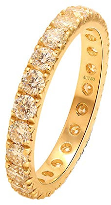 KnBoB Ringe Frauen, 18 Karat (750) Gold Ring, Ewigkeit 1ct Moissanit Eheringe Modeschmuck Größe 57 (18.1)
