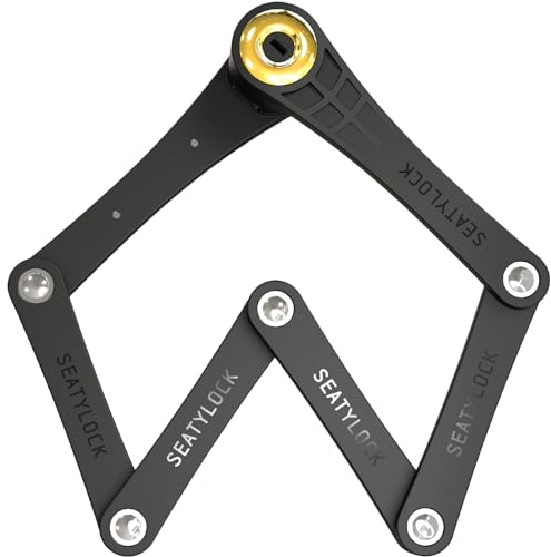 FoldyLock Forever Folding Bike Lock - Sold Secure Gold Patented High Security Bike Lock with Key - Heavy Duty Anti Theft Bike Lock with Frame Mount for Electric Bikes and City Bikes - 90cm