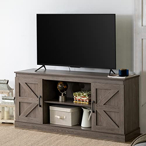 Zinus Wade Mobile porta TV - Mobile PortaTV 147x67x40 cm - Unità con mobile contenitore - Design in stile rustico - Grigio