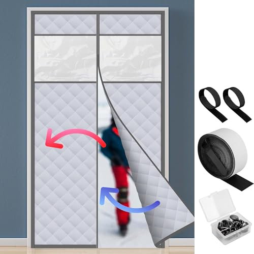 Sichtbarer wärmeisolierter Türvorhang, winddichter Türvorhang mit Fenster, winddichte Türabdeckung (121,9 x 203,2 cm)