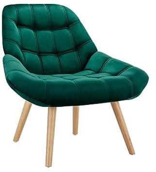 Vente-unique - Fauteuil en Velours Vert LUOSTO - Scandinave