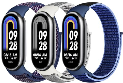 Bcuckood Nylon Sport Armband Kompatibel mit Xiaomi Smart Band 10/9/8 für Damen Herren Weiches Verstellbares Atmungsaktives Uhrenarmband Solo Loop Ersatzarmband für Xiaomi Mi Band 9/8