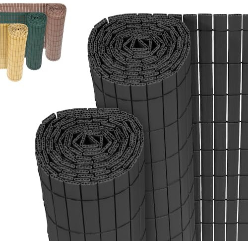 Jopassy PVC Sichtschutzmatte,Anthrazit W-Rippenverstärkungen Sichtschutzzaun,UV-beständig, schimmelfrei und pflegeleicht,Verstärkt Starke Privatsphäre für Garten Balkon Terrasse(1.8 * 3M)