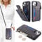 SailorTech for iPhone 13 Phone Case with Credit Card Holder for Women, iPhone 13 Leather Case Wallet Crossbody with Credit Card Slots Zipper Shockproof Case for Men - Black Leopard