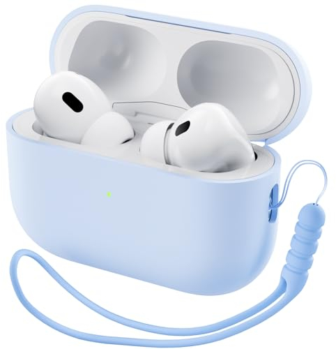 ORNARTO Kompatibel mit AirPods Pro 2 Hülle 2022, Schützende Flüssig Silikon Hülle für AirPods Pro 2 2022 Hybrid Skin Front LED Sichtbar Silikon Hülle-Baby Blau