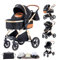 BEBBY Kombikinderwagen 3 in 1 Reisesysteme Standardkinderwagen Kinderwagen Buggy Neugeborener Tragbarer Reisewagen Faltbarer Aluminium Kinderwagen High Landscape Kinderwagen (Blackgold-6)