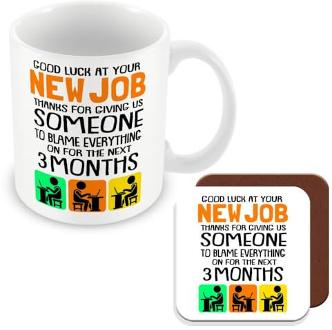 MUGGZ Work Colleague Funny Gift Mug & Coaster Good Luck at Your New Job - Giftset - Made in The UK