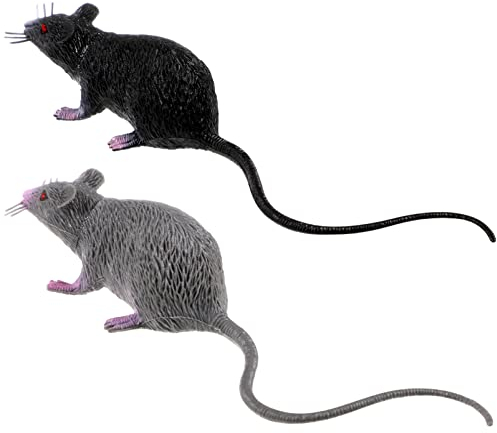 UPKOCH 2 Stück realistische Spielzeuge, Ratten, Mäuse, Ratten, Kunststoff, Mäuse, realistisch, gruselig, falsch, Rattenfiguren, Tricks, Streiche
