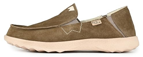 Kickback Couch 2.0 Suede - Herren Loafers - Farbe Khaki - Wildleder Slipper Herrenschuhe - Weiches Wildleder Obermaterial mit Leder gefüttert herausnehmbare Einlegesohlen - Größe EU 43