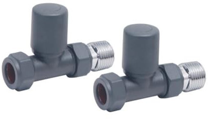 Anthracite Straight Towel Rail Radiator Valves 15mm x 1/2''