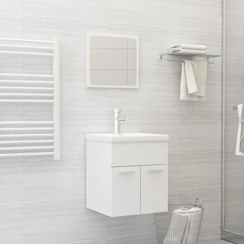Xichuzi Conjunto de Muebles de baño 2 pzas Madera contrachapada Blanco, Muebles para Baño, Muebles para Lavabo, Armario Baño