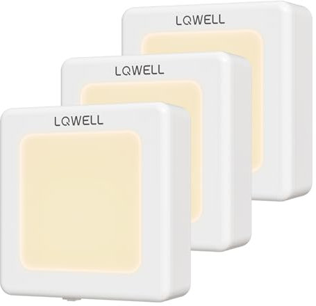 LQWELL® Nachtlicht Steckdose Faltbar mit Dämmerungssensor, Nachtlampe Einstellbare Helligkeit, Automatisch Steckdosenlicht, Orientierungslicht Warmweiß für Kinder Zimmer Gang Treppen (Weiß, 3 STK)