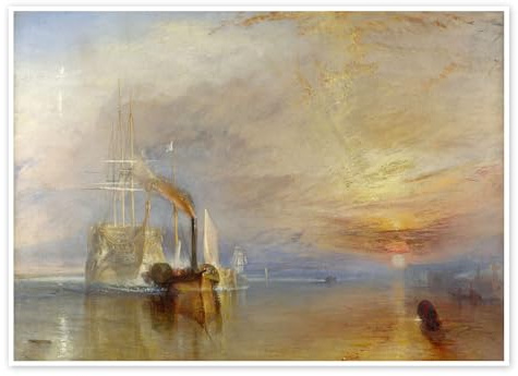 Posterlounge The fighting Temeraire Poster | 18 x 13 cm by Joseph Mallord William Turner Yellow Wall art Wall decor