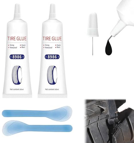 Reparation Pneu Voiture, Colle Pneu Voiture de, Adhésif Colle de Pneu, pour Réparation de Caoutchouc Reparation Pneu Voiture, 60ml x 2