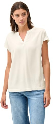 CECIL Damen B345612 Langarm Blusenshirt Damenmode in Unifarbe, Vanilla White, XL