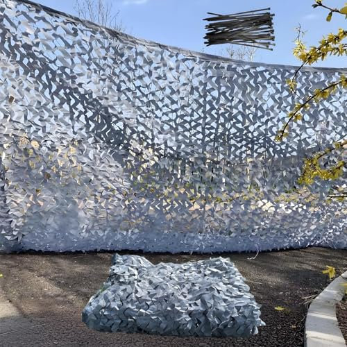 Générique Filet De Camouflage Gris 210D Renforcé Tissu Oxford, Toile Ombrage Exterieur Pergola 1x5m 2x2.5m 2x4m 2.5x3.5m 2x10m 3x5m 4x5m Auvent De Terrasse, Filet Poulailler(4x5 M)