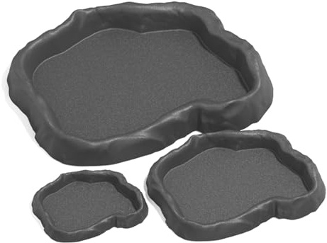 Uqezagpa 3-in-1 Multifunktionaler Reptilien-Futternapf für Futter und Wasser, Badeschüssel für Amphibien, Fütterung, Baden und Bewässerung, Frösche, Lebensraumdekoration