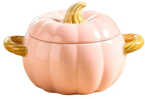 Large Pumpkin Dutch Ovens, Pumpkin Dutch Oven Pot with Lid & Handle, 1.7L Non-Stick Ceramic Oven, Even Heating Kitchen Pot for Stew Soup