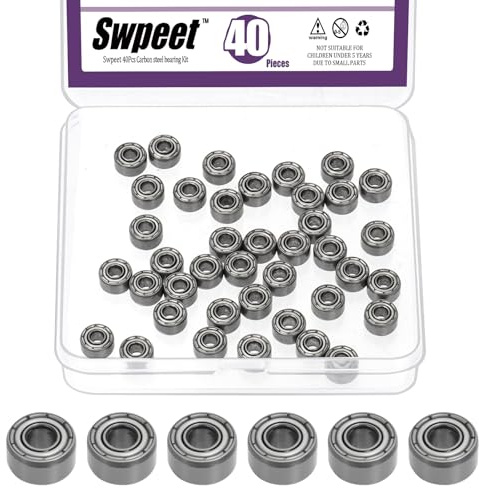 Swpeet 40pcs 693ZZ Kugellager Sortiment Kit, 3 x 8 x 4mm Kohlenstoffstahl Tiefnutzlager, Miniaturlager, doppelt abgeschirmt