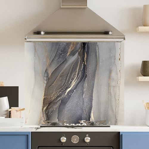 Premium 75 x 70cm Blue Marble 6mm Glass Toughened Kitchen Splashback