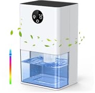 Deshumidificador 1800ML, Deshumidificadores de Humedad Hogar Silencioso Eléctrico Bajo Consumo 22.5W, Temporizador 4/8H, Apagado y Descongelación Automático, Luz Ambiental para Dormitorio Armario Baño