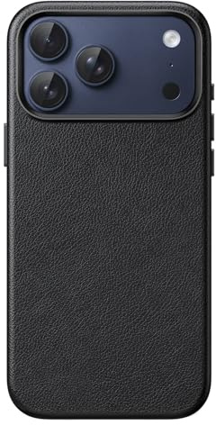 JETech Vegan Leather Case for iPhone 17 Pro, Black | Compatible with MagSafe, Anti-Slip Grip Phone Cover, Built-in Camera Control Button, Soft Microfiber Lining