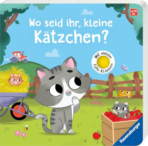Wo seid ihr, kleine Kätzchen? Spielbuch mit vielen Stoff-Klappen, Kinderbuch ab 18 Monaten, Pappbilderbuch