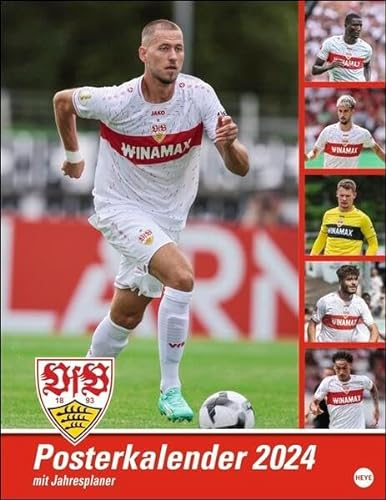 VfB Stuttgart Posterkalender 2024. Die Fußballstars im Poster-Format. Wandkalender mit den besten Spielerfotos des VfB Stuttgart.