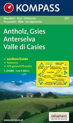 Antholz-Gsies /Anterselva-Valle di Casies: Wanderkarte mit Kurzführer, Radrouten und Skitouren. GPS-genau. Dt. /Ital. 1:25000 (KOMPASS Wanderkarte, Band 57)