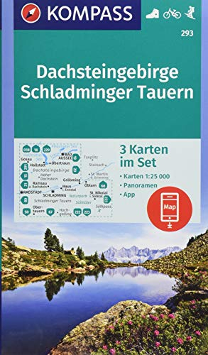 KOMPASS Wanderkarte Dachsteingebirge, Schladminger Tauern: 3 Wanderkarten 1:25000 im Set mit Panoramen inklusive Karte zur offline Verwendung in der ... Skitouren. (KOMPASS-Wanderkarten, Band 293)
