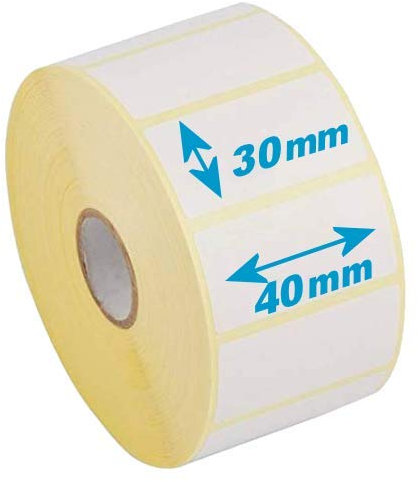 DIMATICA - Rotolo Da 1800 Etichette Adesive Mm 40X30 Termiche 1 Pista Anima 40