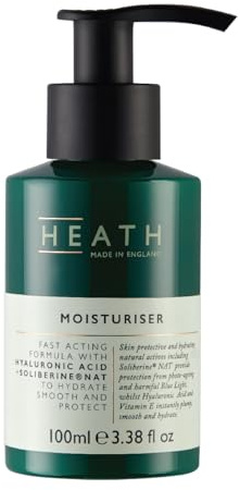 Heath Men’s Face Moisturiser 100ml, Anti-Ageing, Hydrate and Protect Skin from Damage, Fast Acting, Hyaluronic Acid For Soft And Smooth Skin, Gift For Him, Travel Size, Vegan and Cruelty Friendly