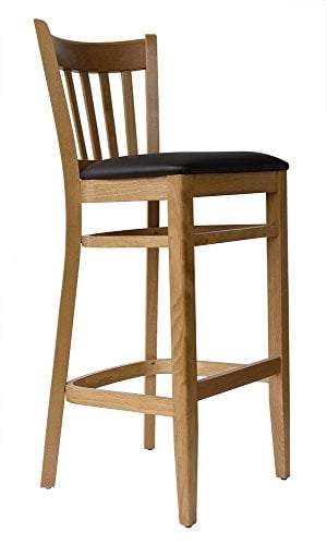abritus Barhocker Höhe 78 cm aus Buche Holz – Honig-Eiche, Polstersitz Kunstleder – fertig montiert, bis 150 kg belastbar – für Küche, Bar, Bistro & Gastro (Modell TB002)