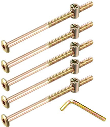 speedda M6 x 120 mm rosca juego de llaves Allen llaves de vaso tornillo perno en forma de W tuercas tuercas surtido Kit para muebles cunas camas cuna y sillas (Pack de 16)