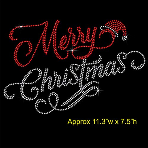 TShirt Showroom Bügelbild Merry Christmas, Strasssteine, zum Aufbügeln, 28 x 17,8 cm