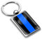 Biomar Labs® Schlüsselanhänger Metall Keyring Autoschlüssel Geschenk Metall-Schlüsselanhänger Schlüsselbund Edelstahl USA Americanische Polizei Dünne Blaue Linie Flagge Thin Blue Line, KK 222