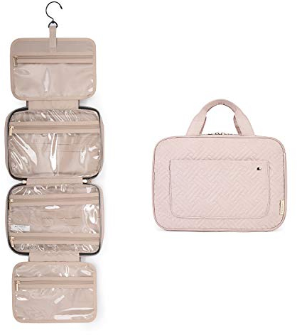 BAGSMART Kulturtasche Reise zum Aufhängen Kulturbeutel Damen für Makeup, Toilettenartikel (L-Rosa)