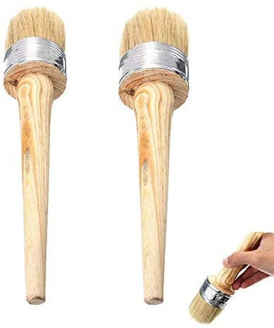 Paint Brushes - 2 Pack, Feelfly Chalk Paint Wax Brushes for Painting or Waxing - Natural Bristles Brushes Stencil Brushes for Wood Furniture Home Decor and DIY Art Crafts (20cm, 30cm) (#A)