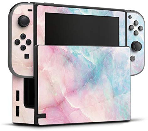 DeinDesign Autocollant Compatible avec Nintendo Switch Sticker Film Autocollant Marbre Empreinte Pastel