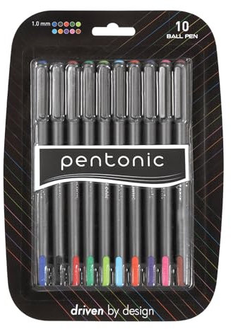 linc Pentonic Kugelschreiber, mittlere Spitze, 1,0 mm, 10 Stück, farblich sortiert, mittlere Feder-Gefühl, leicht fließende Tintentechnologie, elegantes mattes Finish