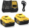 TOPBATT 2pcs 5000mAh replacement for Dewalt battery 18V + 1pcs 10.8~20V 3A DCB107 for Dewalt battery charger with LED indicator