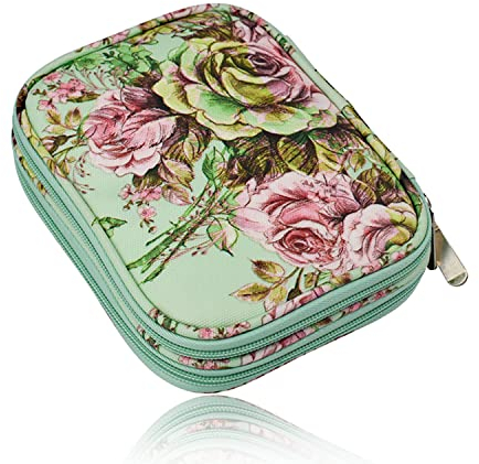 Crochet Hook Case Organiser with Zipper, Portable Knitting Tote Bag Storage, Travel Organizer Case with Multiple Pockets, for Crochet Hooks Knitting Needles Tool 17.5 * 14 * 3.5cm