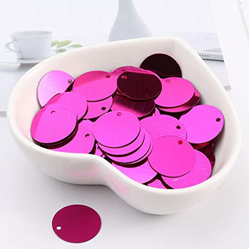 10 g/pacco paillettes rotonde 6 mm 8 mm 10 mm 15 mm 20 mm 30 mm paillettes da cucire per artigianato, accessori per gioielli, abiti da sposa artigianali 28 colori-fucsia, 15 mm 10 g 120 pezzi