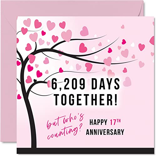 Stuff4 Lustige Glückwunschkarte zum 17. Hochzeitstag Ehefrau oder Ehemann – 6209 Days Together – I Love You Geschenke Happy 17th Wedding Anniversary Karten 145 mm x 145 mm Grußkarten siebzehnten
