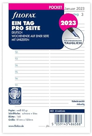 Filofax Pocket 1 Tag auf 1 Seite. (deutsch)2023
